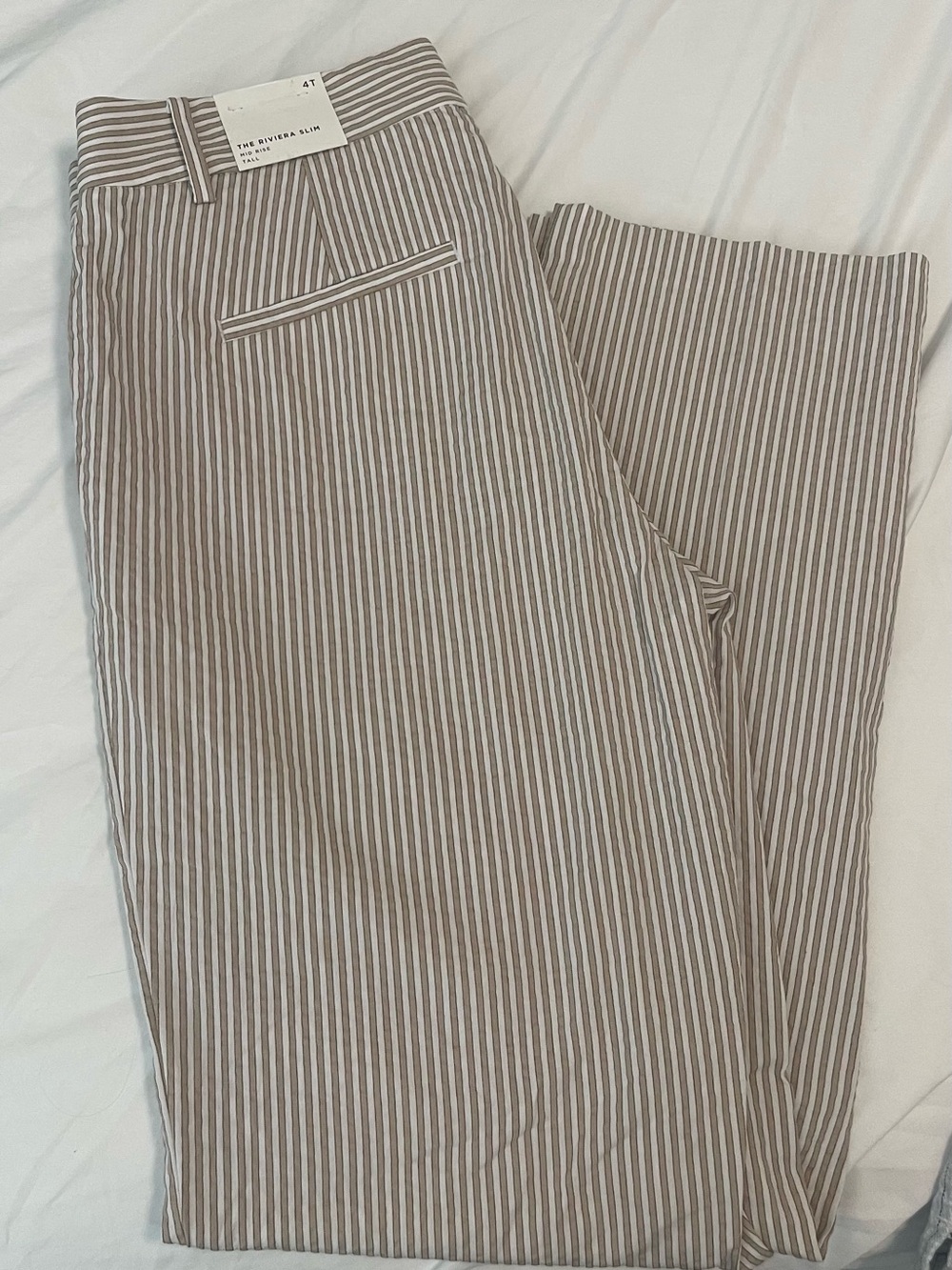 LOFT Beige and White Striped Chinos